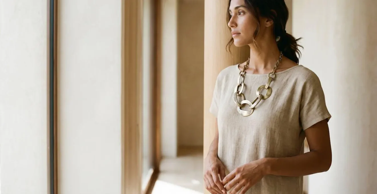 Dettaglio ravvicinato di accessori moda eleganti che trasformano un outfit semplice in look sofisticato