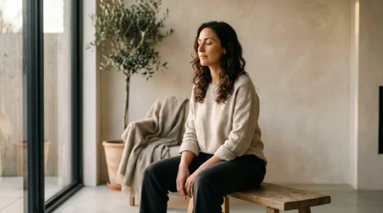 Una persona che trova equilibrio e serenità dopo una giornata di lavoro intensa