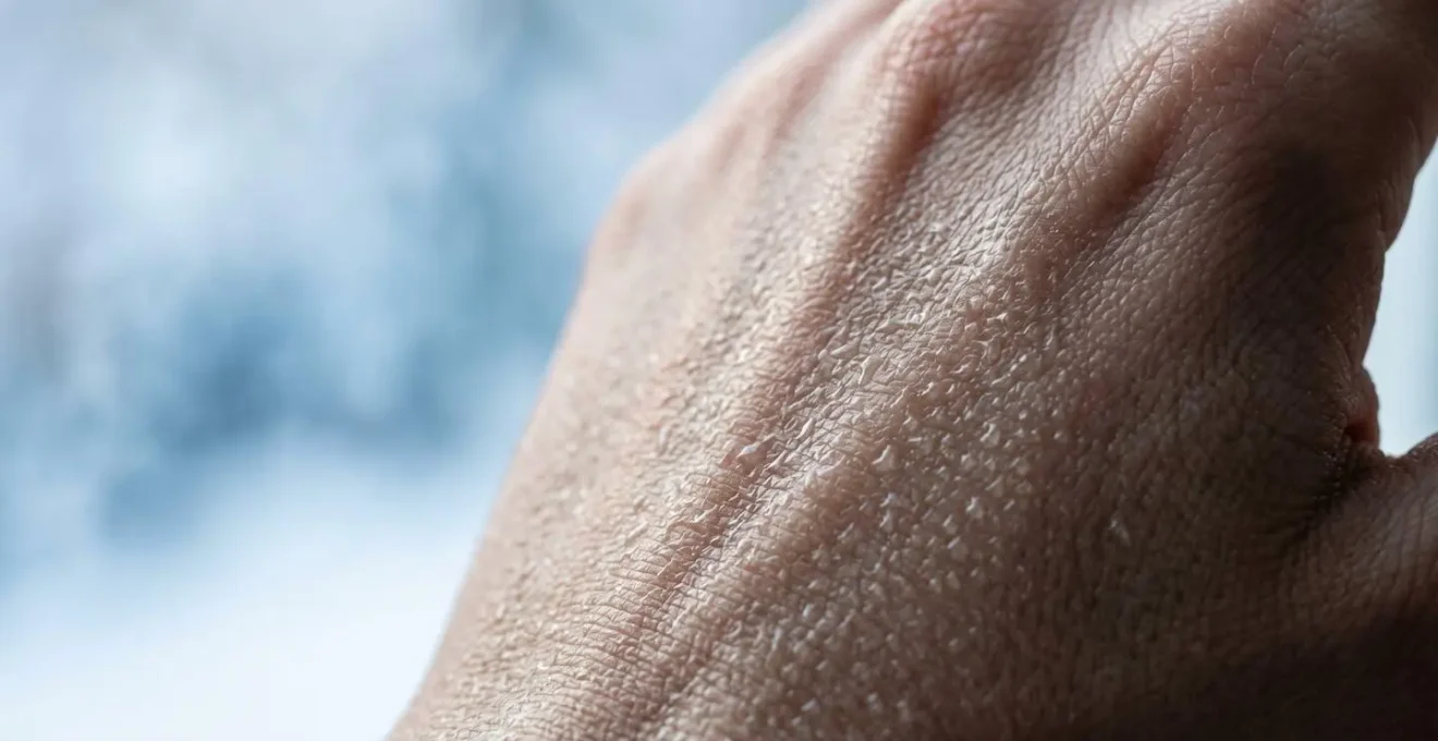 Pelle sana con barriera lipidica protettiva durante l'inverno per dermatite atopica